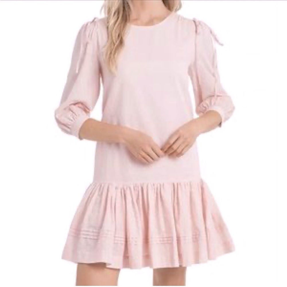 CeCe Light Pink Bow Ruffle Casual Dress